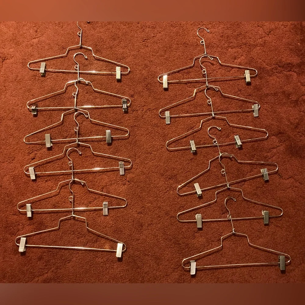 Set of 12 Metal Clip Hangers - Silver Tone